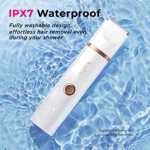 Rasoir électrique rechargeable 2-en-1 étanche IPX7 avec tondeuse bikini en céramique pour l'épilation des poils pubiens, des aisselles, des jambes et des bras des femmes - Product Image 5