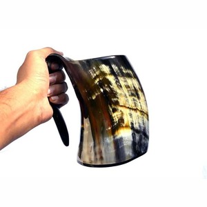 Tasse en corne de boeuf de haute qualité taille personnalisée conception moderne et mignonne tasse en corne à boire sculptée pour café bière et chope de fête Viking - Product Image 2
