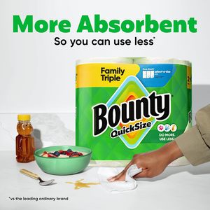 Bounty Quick Size <b>Paper</b> Towels, White, 8 Family Rolls <b>Kitchen</b> Roll 2 Ply Absorbent White Multifold Disposable <b>Paper</b> Towel - Product Image 2