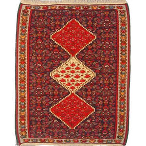 Un kilim persa Sanandaj único de su tipo, de 4'11 x 3'11 - Product Image 1