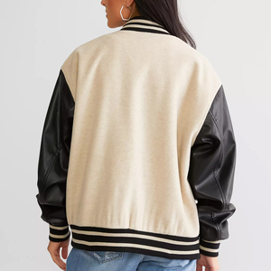 Femmes élégantes varsity veste polaire manches laine mélange vêtements d'extérieur à la mode décontracté collège porter brodé letterman bombardier - Product Image 4