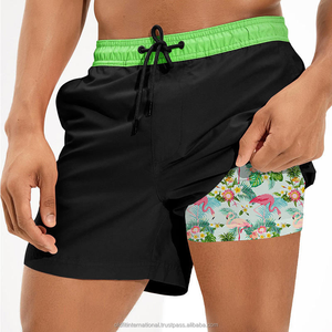 2 in 1 <b>Running</b> Gym Men Solid Swim <b>Shorts</b> Mens Boardshorts Recyclable Material Board <b>Shorts</b> <b>With</b> Compression <b>Liner</b> Swimming Suits - Product Image 3