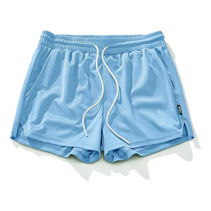 Shorts de sport en tricot rose pour hommes, taille élastique, cordon de serrage, anti-rides, séchage rapide, polyester, haute qualité, marque privée, shorts de course - Product Image 1