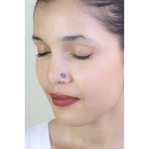 Boucles d'oreilles à clip Nazakat en argent 925 avec turquoise tibétaine ronde, style tibétain élégant pour femmes - Product Image 3