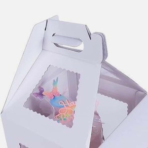 Dễ dàng để lắp ráp bánh trắng vuông cao lớn các tông cứng nhắc hộp bánh với cửa sổ - Product Image 6