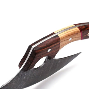 Couteau de chef Ulu traditionnel fait à la main du Pakistan, lame en acier Damas, écologique et durable, pour droitiers - Product Image 5