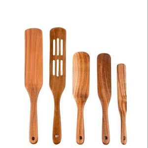 Kit d'ustensiles de cuisine écologique en bois d'acacia, bambou, teck, louche de cire, spatule en bois, poignée, 4 pièces - Product Image 1