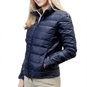 Custom 2026 Women's <b>Navy</b> Quilted Puffer Pants Lightweight Zip Front Polyester/Nylon Outerwear for Equestrian Use - Product Image 2