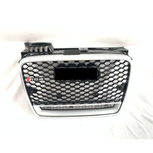 Grille de pare-chocs de style RS4 pour <span class=keywords><strong>Audi</strong></span> <span class=keywords><strong>A4</strong></span> S4 B7 changer pour RS4 grille de pare-chocs en nid d'abeille 2005 <span class=keywords><strong>2006</strong></span> 2007 2008 B7 facelift noir et argent brillant - Product Image 1