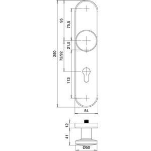 Schutzgarnitur Logo 8743/0792 Aluminium F1 92 mm 65-75 mm EDI <b>Storage</b> <b>Lockers</b> - Product Image 4