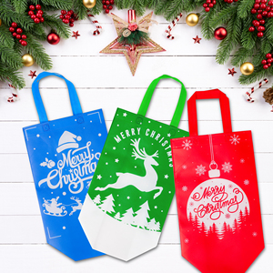 Kraft Paper Christmas Gift Bags with <b>Ribbon</b> Handles Ornament Design Flocking <b>Red</b>/Blue/Green Colors Holiday Gift Packaging - Product Image 4