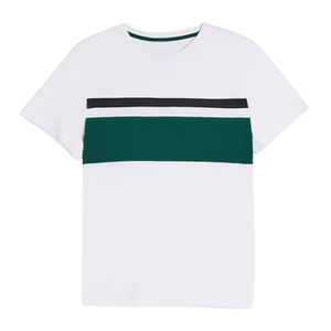 Customized Design Short Sleeve Regular Fit <b>White</b> T-shirt With Black Chest Panel 100% Cotton Streetwear T-shirts For Men - Product Image 2