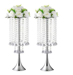 Soporte de flores de cristal de Metal dorado y plateado, centros de mesa de boda, decoración de boda, soporte de flores de Metal, jarrón. - Product Image 1