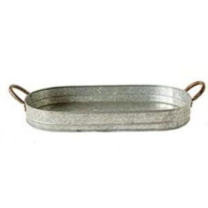 Bandeja de Servicio de Metal Galvanizado de Primera Calidad Inspirada en Casas de Campo para Servir Aperitivos, Bocadillos o Bebidas con Estilo Durante Eventos Sociales - Product Image 1