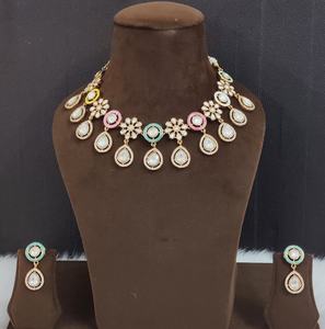 Conjunto de Collar Moissanite Polki Minimal Wear Fusion, Calidad Premium, Hermoso y Único, Última Llegada, Ideal para Bodas y Fiestas - Product Image 3