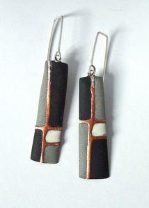 Handmade Wooden Resin Angel Earrings with Gold Foil <b>Black</b> White <b>Heart</b> Square Geometric Shapes Customizable Colors Wedding Decor - Product Image 5