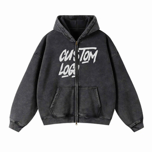 Service OEM Sweat à capuche en détresse pour hommes, vêtements d'hiver élégants lavés à l'acide 100% coton, respirant, style High Street - Product Image 4