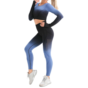 Conjunto de Yoga de entrenamiento para mujer de 2 piezas personalizado de alta calidad último diseño transpirable patrón sólido ropa deportiva para Fitness en venta - Product Image 1