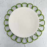 Plateau de Table en Bambou et Rotin Fleur Verte Produits Écologiques Fabriqué au Vietnam Décoration de Table Napperon Tissé Vente en Gros Moderne