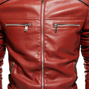 Men's Genuine Leather Motorcycle <b>Biker</b> <b>Jacket</b> Stand Collar Slim Fit Autumn Winter Waterproof Eco-Friendly - Product Image 5