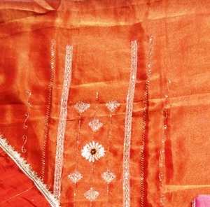 Costumes traditionnels indiens modernes non cousus pour femmes Organza fantaisie brodé à la main pour les fêtes - Product Image 2