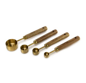 Tasses et cuillères à mesurer en laiton Artisanat de haute qualité Outils de cuisine Gadgets Vente chaude Manche en bois - Product Image 3