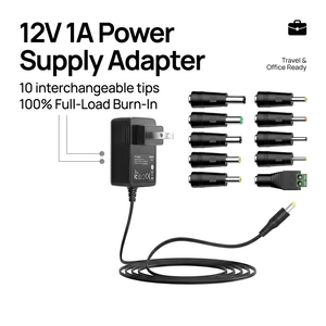 Adaptateur secteur 12V 1A AC/DC avec 10 embouts, <span class=keywords><strong>chargeur</strong></span> mural pour appareils électroniques domestiques, bande LED, caméra de sécurité, routeur - Product Image 1