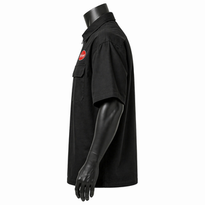 Camisa Oversize Personalizada para Hombre con Cremallera, Manga Corta, Corte Holgado, Estilo Urbano, Parche con Logo, Doble Bolsillo, Venta al por Mayor OEM - Product Image 4