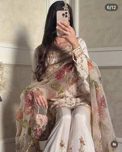 FATEMA FASHION – Ensemble Gharara Prêt-à-Porter en Soie Chinon Lourde avec Broderie de Paillettes, Coupe Ample, pour Femme, Tenue de Soirée - Product Image 5