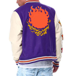 Blouson d'université de grande taille pour hommes, dernier modèle, violet, avec col montant et poche intérieure pour Letterman et joueurs de baseball - Product Image 2