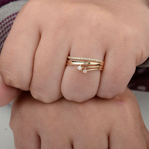 คอลเลกชันล่าสุดแหวนเพชรทอง18K สีเหลืองเครื่องประดับแฟชั่นสำหรับงานหมั้นวันวาเลนไทน์ - Product Image 4