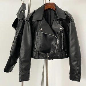 Chaqueta de cuero para mujer 2025 chaqueta básica abrigo mujer invierno motocicleta chaqueta PU cuero cremallera prendas de vestir exteriores - Product Image 3