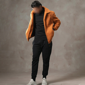 Vêtements d'extérieur chauds pour hommes OEM/ODM, haute qualité, élégant et décontracté, fermeture à glissière complète avec prix de gros, nouvelles vestes en polaire Sherpa - Product Image 3