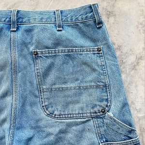 Custom Distress Wash <b>Baggy</b> Knee Denim Streetwear Summer Carpenter Cargo Shorts <b>Jeans</b> for Men with Embroidery - Product Image 2