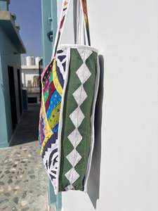 กระเป๋าผ้าคอตตอนลายควิลท์สำหรับผู้หญิงกระเป๋าช้อปปิ้งพิมพ์ลายเย็บปะสำหรับใช้ในชีวิตประจำวันสำหรับร้านขายของชำและชายหาด - Product Image 3