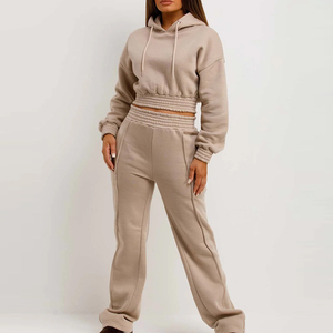 Ensemble de survêtement décontracté deux pièces pour femme, coupe ample, 100 % coton, manches longues, pantalon de survêtement, idéal pour l'hiver - Product Image 5