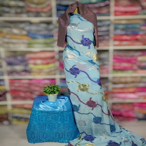 Nouvelle Arrivée Dernière Collection Ensemble Somali Fransawi Dirac en Tissu Mousseline Slub Tissé Jacquard Uni à Motif Floral Écologique pour Filles - Product Image 1