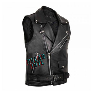 Gilet en cuir pour motard personnalisé pour homme, noir, dernier design, vente en gros, gilet de course personnalisé, logos personnalisés - Product Image 4
