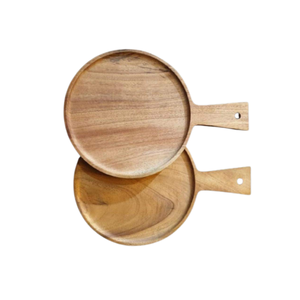 Plateau de service en bois d'acacia écologique de haute qualité poignées en métal pour la maison hôtel gravé à la main 99 GD pour le petit déjeuner de collations au café - Product Image 4