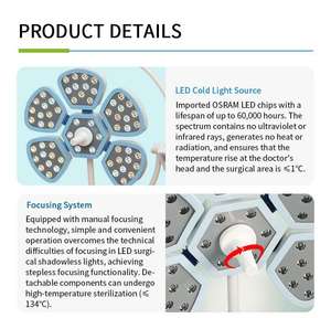 ไฟผ่าตัด LED แบบไร้เงา หัวคู่ ติดเพดาน ปรับอุณหภูมิสีได้ ความลึก 1200 สำหรับห้องผ่าตัด ได้รับมาตรฐาน CE ISO - Product Image 6