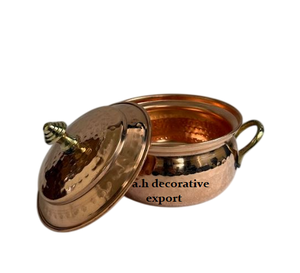 Ensemble de casseroles en cuivre martelé artisanal indien, robuste, écologique, avec poignée en laiton, ustensiles de cuisine de qualité supérieure, pots de service pour buffet - Product Image 6