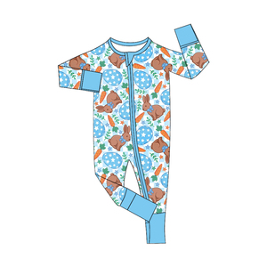 Conjunto de Pijama Infantil con Estampado de Conejo de Pascua OEM/ODM, Sudadera de Manga Larga, Mono Convertible, Ropa para Niño - Product Image 5