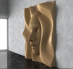 Art Deco Wavy Wooden Wall Decor 50-Piece Set-Birthday Gift Handmade Modern Design <b>for</b> Hotels & Restaurants <b>Hanging</b> - Product Image 2