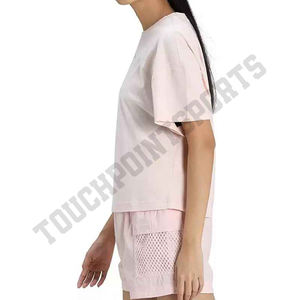 T-shirt col ras du cou à manches courtes pour femmes, haute qualité, Logo personnalisé, couleur unie - Product Image 5