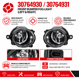 Conjunto de Faros Antiniebla Delanteros Izquierdos y Derechos 30764930 30764931 para Volvo S40 V50 2008-2011, Piezas de Iluminación para Automóviles - Product Image 1