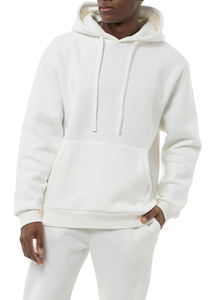 Ensemble sweat-shirt et pantalon de survêtement en molleton 100% coton, blanc uni, essentiel, pour l'hiver, logo et design personnalisés pour hommes - Product Image 5