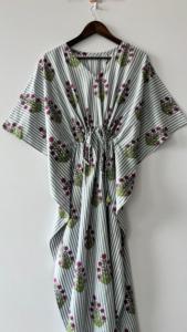 100% coton imprimé fleuri femmes caftan décontracté coréen robe à manches pour nuit sommeil plage porter Bikini léger naturel - Product Image 6