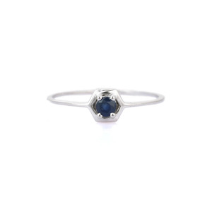 Anillo minimalista de oro blanco sólido de 14K, joyería fina, zafiro azul Natural, estilo clásico para boda, regalo de fiesta de cumpleaños - Product Image 1