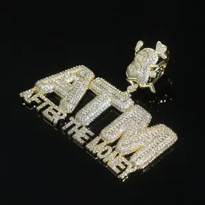 Collier Pendentif ATM 'After the Money' pour Homme, Bijoux Hip Hop de Collection, Qualité Supérieure, entièrement pavé de micro-pavés de Zircon Cubique, en Argent, Cadeau - Product Image 4