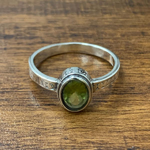 14k Real Yellow Gold <b>Peridot</b> Statement <b>Ring</b> (3.1 Grams) Gemstone Inlay Setting for Everyday Wear Promise Designed for Boys - Product Image 1